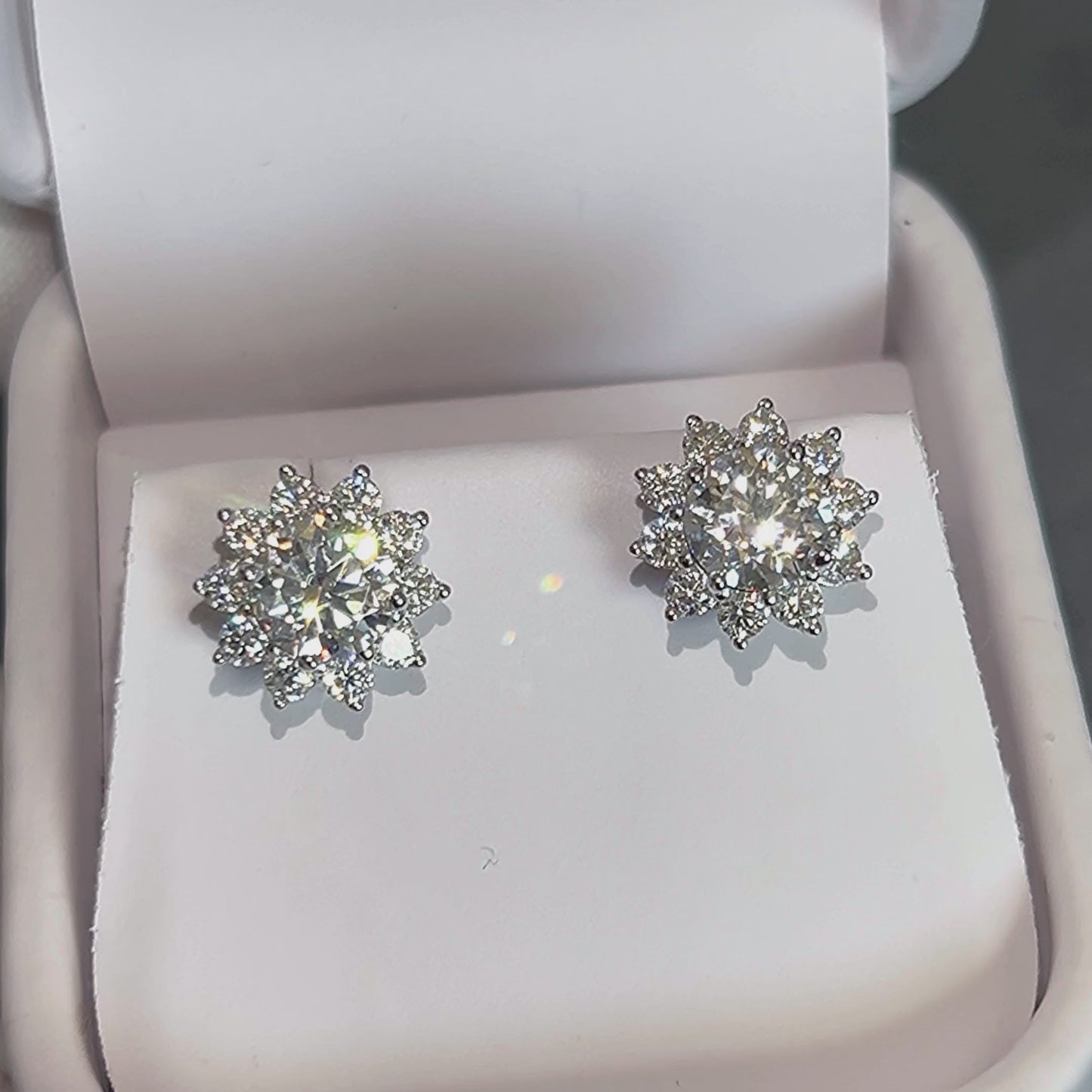 Load and play video in Gallery viewer, Solis Moissanite Round Halo Stud Earrings
