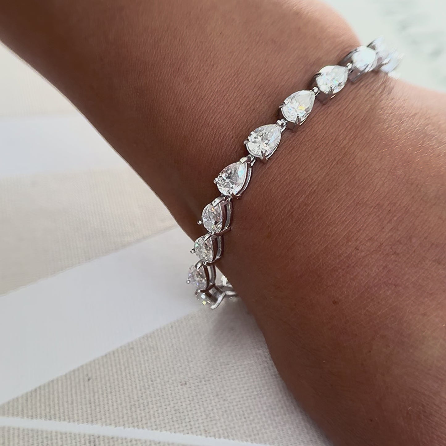 16 CTW Moissanite Pear Cut Tennis Bracelet