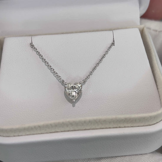 Load and play video in Gallery viewer, Classica Heart Cut VVS Moissanite Solitaire Necklace
