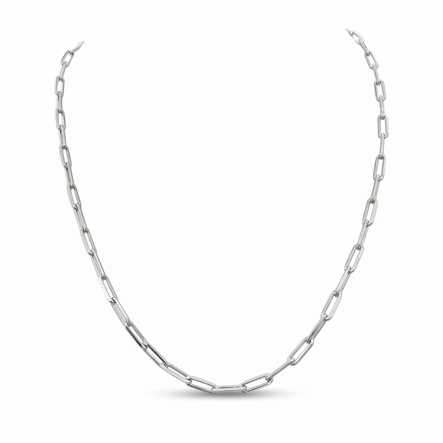 Italian 925 Silver 3mm Paperclip Necklace