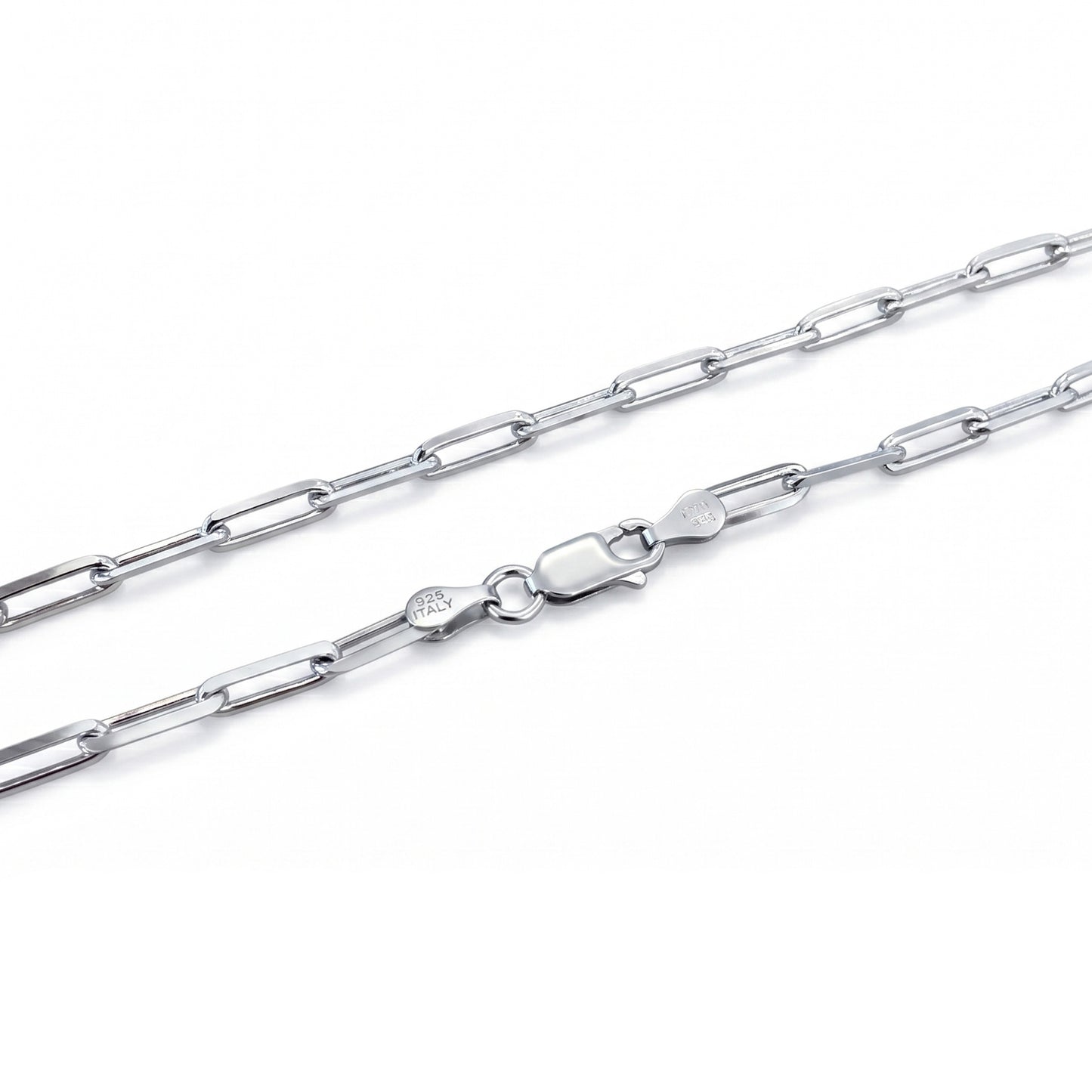 Italian 925 Silver 3mm Paperclip Necklace