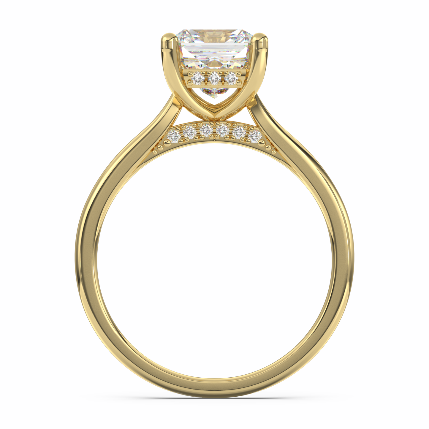 Classica Asscher Cut Plain Band Engagement Ring