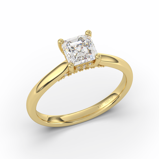 Classica Asscher Cut Plain Band Engagement Ring
